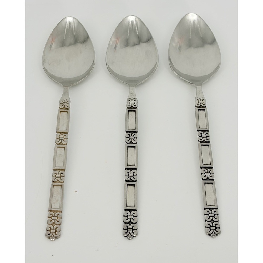 Oneida Community Madrid Stainless Serving Spoons Set of 3 No Black Accents